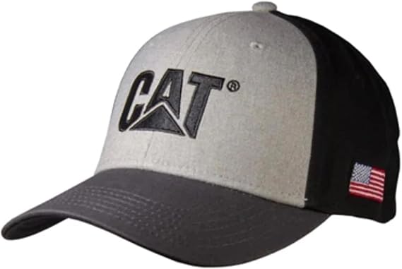 Caterpillar Equipment Black & Gray USA American Flag Patch Snapback Cap/Hat