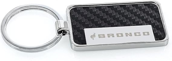 Ford Bronco Simulated Carbon Fiber Black Keychain Key Ring Chain Tag Fob Holder