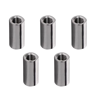 MroMax 5Pcs M8 Round Connector Nuts, 304 Stainless Steel Rod Coupling Nuts 25mm0.98 Length Female Thread for Camera Pan, Lamp Bracket, Glass Folding Dining Table Silver