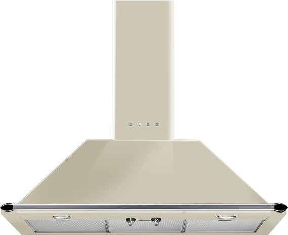 Smeg KT90PU 36" Wall Mount Chimney Range Hood with 600 CFM and 4 Fan Speeds, Cream