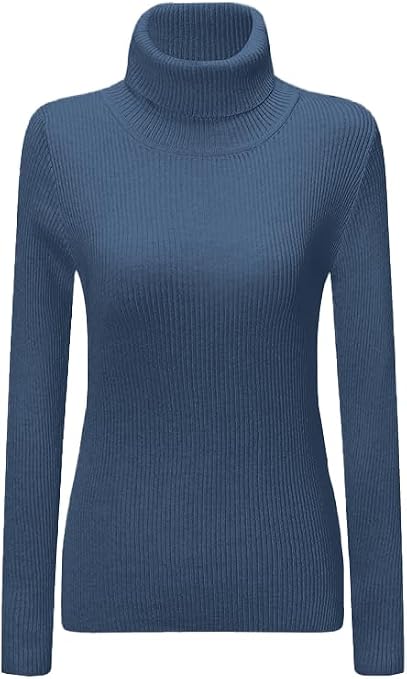SANGTREE Women's Ribbed Turtleneck Sweater Basic Stretchy Slim Fit Knit Pullover Tops Fall Fashions