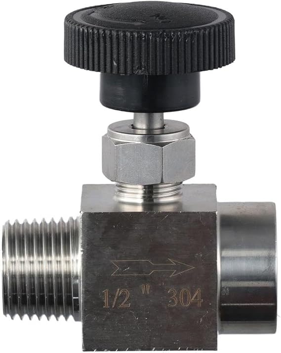 Needle Valve 304 Stainless Steel Durable Male to Female Ball Valve High Pressure 1/2 Inch NPT Globe Valve for Water Gas Oil