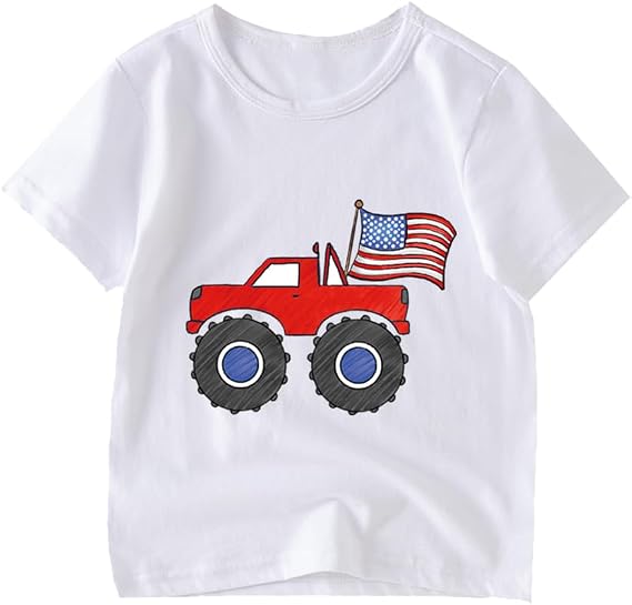 Boys 4th of July Shirt Girls Party in the USA Tees Toddler American Flag Independence Day Patriotic Kids Short Sleeve T-Shirt