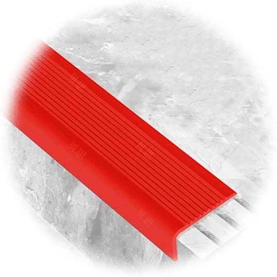 Cuttable Stair Edge Trim Self Adhesive, 40in Stair Nose Molding Anti Slip Stair Edge Protector, L-Shaped Stair Nosing Edge Trim for Tile/Wood/Marbled Step(Red,W50mm/2in)