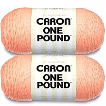 Caron One Pound Peach Yarn - 2 Pack of 454g/16oz - Acrylic - 4 Medium (Worsted) - 812 Yards - Knitting/Crochet