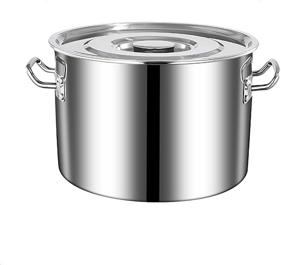 304 Stainless Steel Stock Pot with Cover, Stainless Steel Stockpot with Lid, Compatible with All Heat Sources, Silver,45 * 26.5cm,45 * 26.5cm(30 * 21cm)