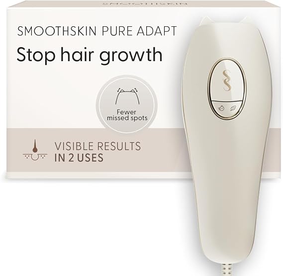 SmoothSkin Pure Adapt Champagne IPL Hair Removal Device, At-Home Laser Hair Removal for Women & Men, Visible Results in 2 Weeks, Safe for Face & Body, Long-Lasting Hair Reduction, Full Body Use