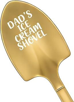 Funny Dad's Ice Cream Shovel Engraved Stainless Steel Scoop Spoon, Heated Ice Cream Shovel for Dad, Christmas or Birthday Gifts from Son or Daughter, Father's Day Gift Idea (Golden)