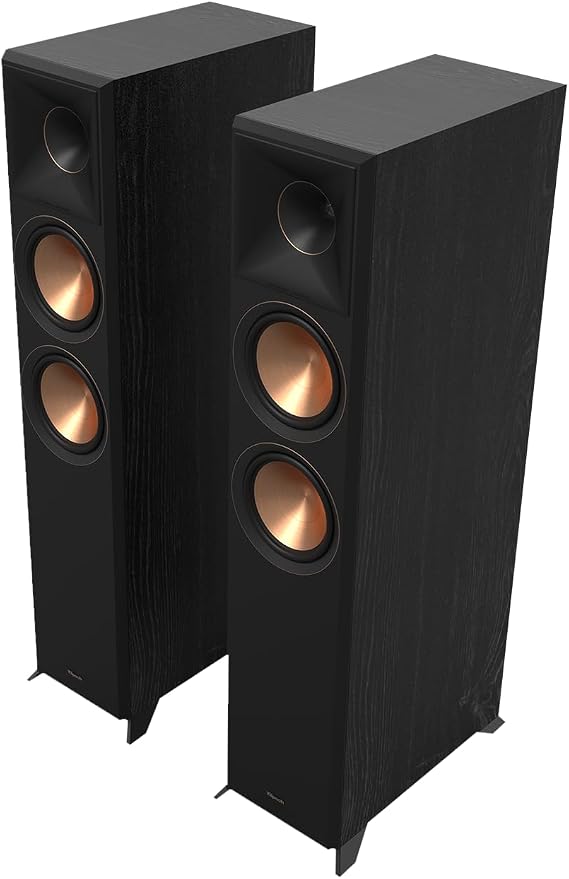 Klipsch RP-6000F II 2.0 Dual Floorstanding Speaker Pair with 90 x 90 Hybrid Tractrix Horn, 1 LTS Tweeter, 6.5 Cerametallic Woofers, and Dolby Atmos Options for Premium Home Theater Sound in Ebony