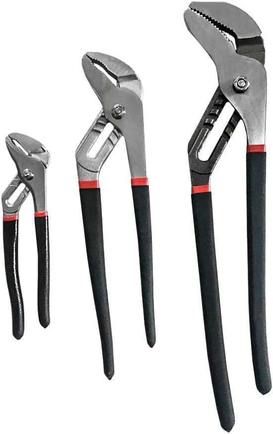 QWORK 3 Pack Water Pump Pliers Tongue and Groove Pliers Set, 8", 12" 16"