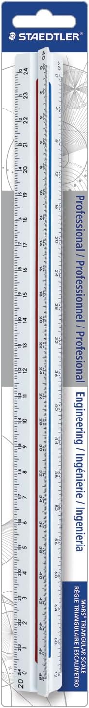 Staedtler Triangular Scale Engineers Ruler, 12 Inch, 98718-34BK