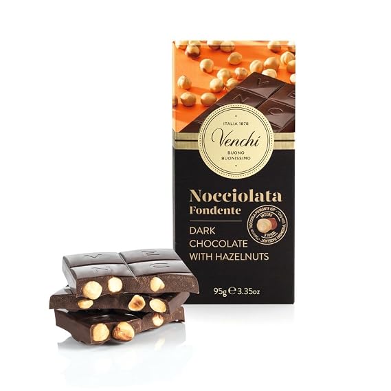 Venchi Dark Chocolate Hazelnut Bar, 3.52 oz - Gluten Free - Vegan