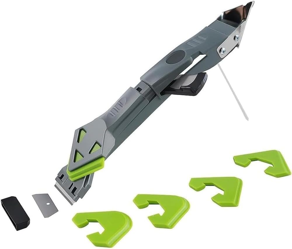 Forgeo 7-in-1 Silicone Remover Tool – Professional Caulking &amp; Grout Removal Kit with 5 Radius Pads – Easy Sealant Smoothing &amp; Finishing for Bathrooms, Kitchens, Tiles &amp; Windows