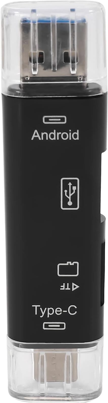 5-in-1 Multifunctional OTG Card Reader Micro-SD/SD Card/USB Reader Support TF Android Type-c Phone/Computer/Type-c Universal, black, 175838