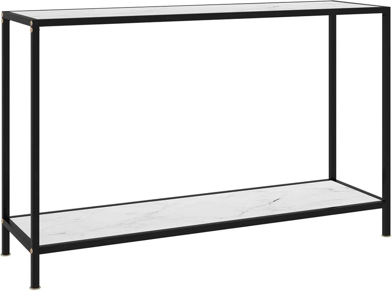Homgoday Console Table, White, 120 x 35 x 75 cm, Tempered Glass, Coffee Table, Living Room Table, Table for Office, Bedroom, Garden