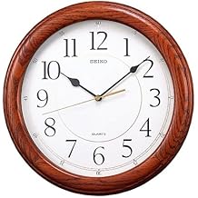 Seiko Wall Clock Quiet Sweep Second Hand Dark Brown Solid Oak Case