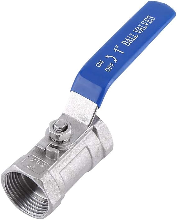 Stainless Steel Ball Valve SS 304 Female Female Thread Pipe Ball Valve with Lever Handle Manual On/Off Control Full Flow Reduced Port (1 Inch)