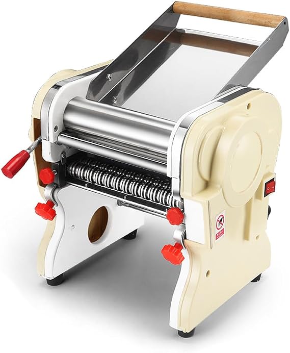CGOLDENWALL Electric Noodle Making Machine, Pasta Machine, Roll Width 8.7 inches 220 mm, 2 Types of Blades, Flat Type, 0.2 inch 6 mm, Flat Type, 0.04 inch 1 - 4 mm Thickness Adjustable,