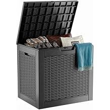 30 Gallon Outdoor Deck Box, Lockable Waterproof Outdoor Storage Boxes For Garden Tools,Indoor Cushions,Accessories Outside Storage Resin Weatherproof Container(Black)