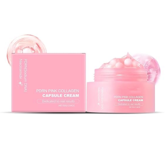 PDRN Pink Collagen Capsule Cream Hydrating & Radiance-Boosting Face Moisturizer with PDRN (Sodium DNA), Niacinamide 5% & Collagen Capsules 55g / 1.94 oz