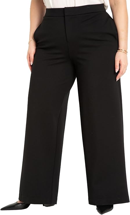ELOQUII Women's Plus Size The Ultimate Stretch Wide Leg Work Pant