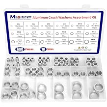 600 Pcs Aluminum Crush Washer Assortment Kit 18 Sizes Oil Drain Plug Gasket Assortment, Drain Plug Washer Kit for Automotive Oil Pan Repair (M6 to M24)