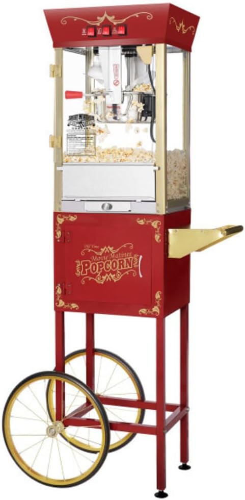 Great Northern Popcorn Matinee 8oz Popcorn Machine Cart with Kernels, Red