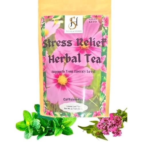 Advanced Sleep-Well, Calm & Relax Stress Relief Herbal Tea Lemon Balm, Valerian Root, Peppermint Blend - Caffeine-Free, Organic, Non-GMO, 50g 2.76 Oz. Loose Leaf Tea.