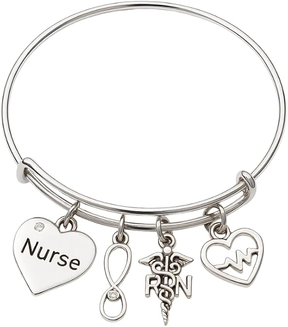Infinity Collection Nurse Jewelry Set, Nurse Bracelet & Nurse Earrings Nurse Bangle- Makes Perfect Nurse Gifts