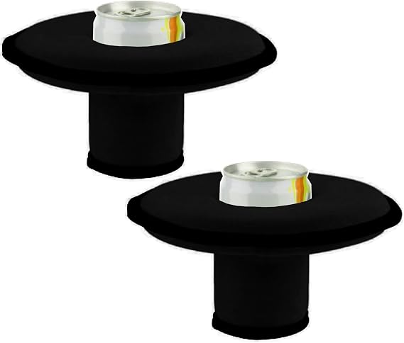 Neoprene Floating Drink Holder Floating Coaster Pool Drink Holder for Pool Party Water Fun Fits to Skinny Cans/Bottles and Wide Mouth Cans/Bottles (2 Pcs Black)