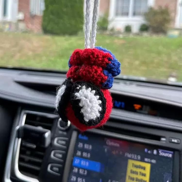 Crochet Spider Car Rear View Mirror Hanging Accessories Cute Rearview Ornament Car Decor Charm Truck Interior Hanger for Men Son Women
