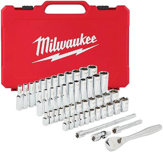 Milwaukee T4932464944 Heavy Duty Ratchet Socket Set ¼” 50 Pieces