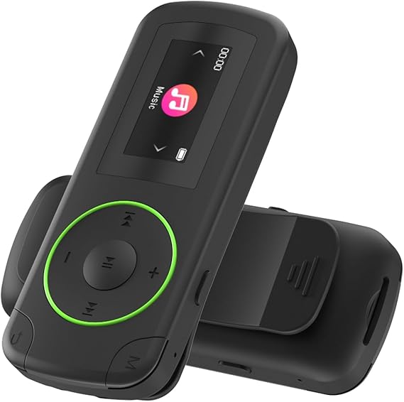64GB wiwoo Sport Clip on MP3 Player with Bluetooth- Superlight Mini MP3 Player with Clip and Recorder(No FM), MicroSD Support, Shuffle Playback for Running, Cycling, Hiking, Climbing and Yoga