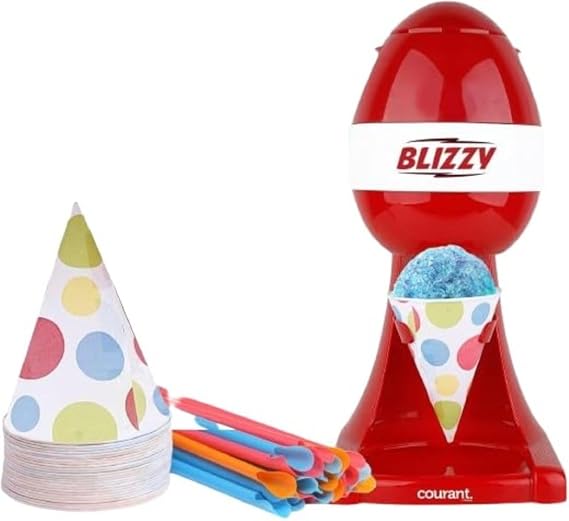 Courant Snow Cone shaved ice machine, Countertop Slushie Machine, Perfect for Desserts,Birthday Parties, with cones Red