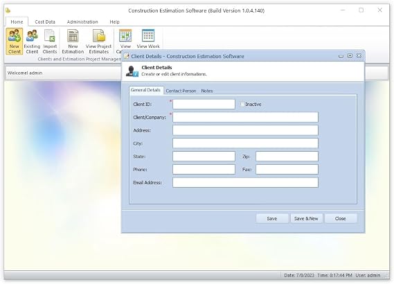 Construction Management Estimating Project Management Software (Multiuser) cost data pre-embedded RS-Software