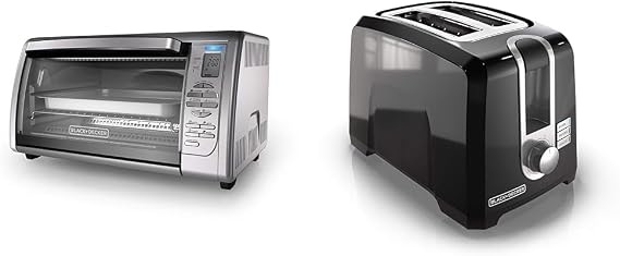 Black+Decker 6-Slice Convection Toaster Oven and 2-Slice Toaster Bundle with Extra Wide Slots