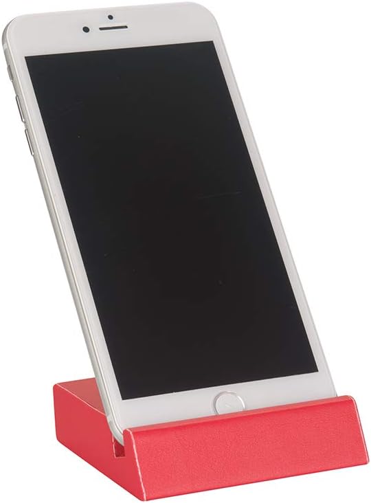 2K Cep Telefonu Stand, Suni Deri Kaplı, Kırmızı