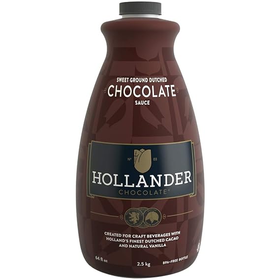 Dutched Chocolate Cafe SauceTM by Hollander Chocolate Co. | 64 Fl Oz | NO Pump Included