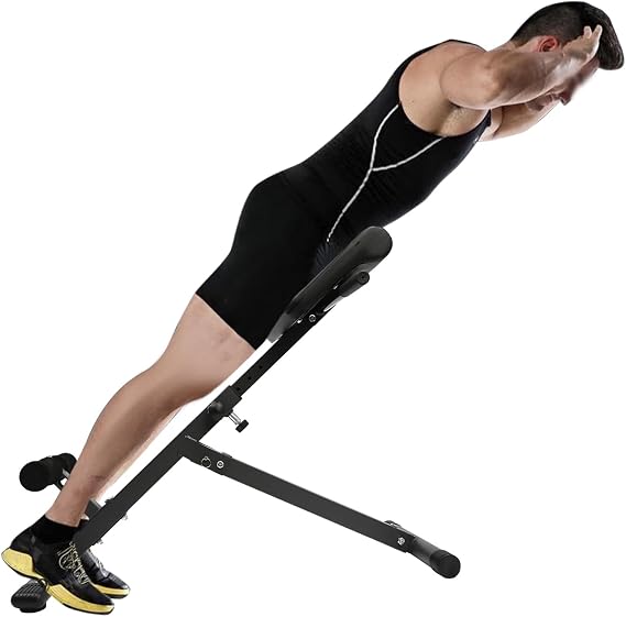 Foldable Roman Chair Back Extension Machine, 5-Position Adjustable Hyperextension Bench for Home Gym, Sit up Fitness Equipment for Core Strength Glutes Workout, 330 lbs Capacity Upgraded Black