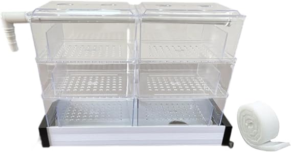 perfk Overflow Box for Aquarium 3 Layer Aquarium Circulation Water Cleaning Tool Filtration System Top Mounted Silent, 6 Boxes