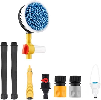 Car Wash Brush Car Cleaning Kit 360 Spin Car Mop Microfiber Car Cleaning Brush Detachable & Extendable Scrub Brush Garden Hose Spray Nozzle Spray Gun for Car Home Cleaning & Garden Use