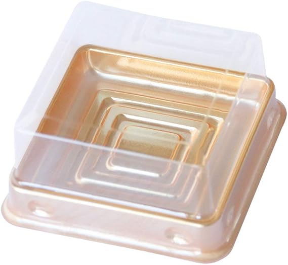 Leadigol 50PCS Cake Trays Festival Supplies Dessert Cover Moon Cake Clear Plastic Mini Cake Box Muffins Box Cookies Box Wedding Birthday Gift Box