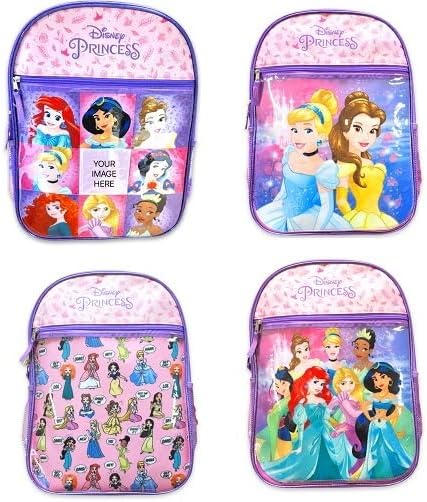 Disney Princess Backpack | 4-In-1 Interchangeable Kids Backpack - Includes 2 Double Sided Image Panels For 4 Unique Looks