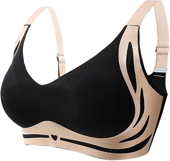 Super Gathers Bra Wireless Push-Up Bra,Lifting Anti-Sagging Wireless Push-Up Bra,Wireless Push up Bra(Black,XX-Large)