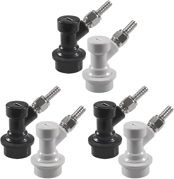 Ball Lock Keg Quick Connect Keg Connector Ball Lock Fittings with Swivel Nuts 3/16 for liquid hose 5/16 for gas hose Used for Corny Ball Lock Keg by PERA