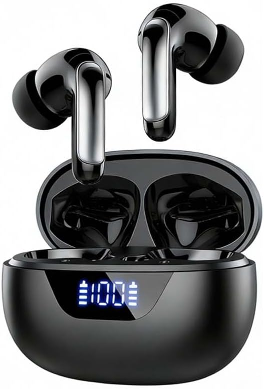 Wireless Earbuds Bluetooth 5.3, 48H Playtime LED Power Display,Deep Bass Touch Control,IPX7 Waterproof Stereo Earphones, Noise Cancelling Mic for Sports Workout