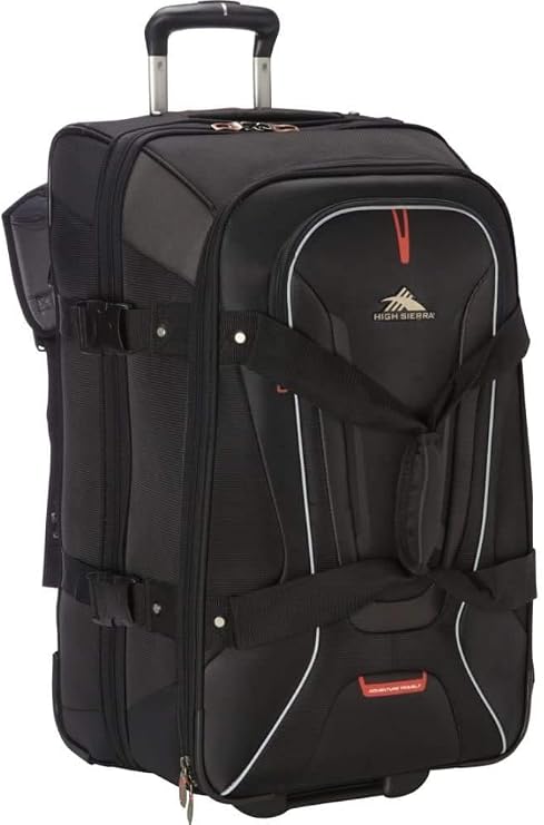 High Sierra AT7 Upright Wheeled Rolling Duffel Bag, Black, 26-Inch