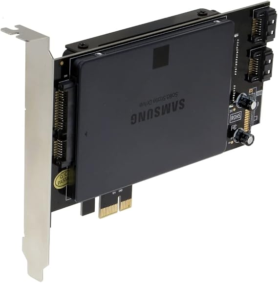 SEDNA - PCI Express (PCIe) Dual 2.5 Inch SSD / HDD Mounting Adapter (Short Double Side SSD Version) ( with Built in Power Circuit, no Need SATA Power Connector, ), SSD/HDD not Included