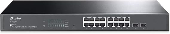 TP-Link TL-SG2218 16-Port Gigabit Managed Network LAN Switch with 2 SFP Slots (19 Inch Rack Mounting Central Cloud Management Omada SDN IPv6 QoS IGMP LAN) Black Business Network