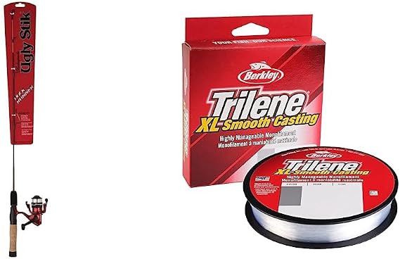 Ugly Stik Dock Runner Fishing Rod and Reel Combo and Berkley Trilene XL 8lb Fishing Line Bundle